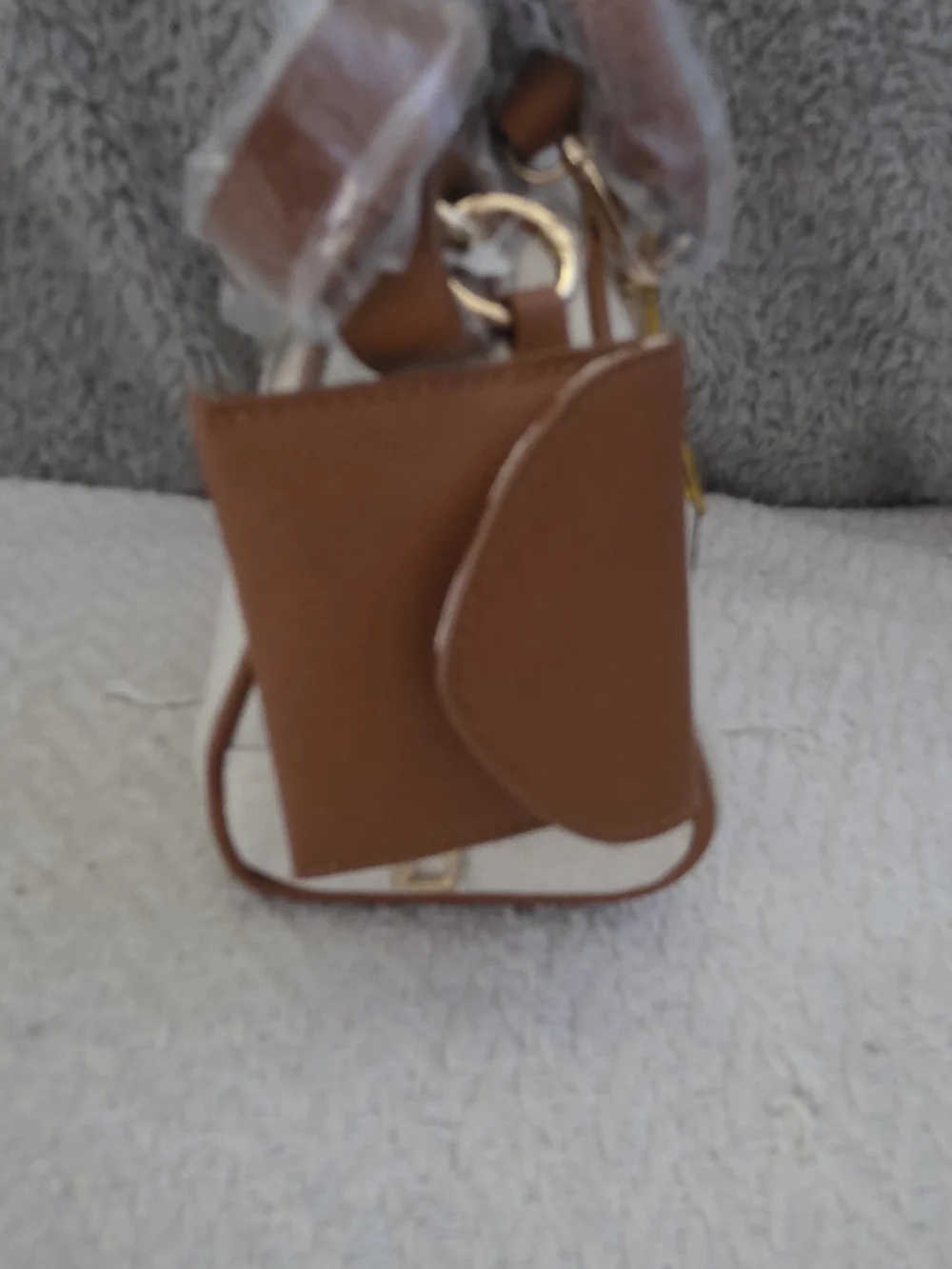 bebe Caramel Paisley Small Canvas Bowler Satchel Bag.